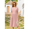 Zeagoo Womens Summer Dresses Casual Aline Midi Dress Short Sleeve Floral Tshirt Dress Flowy Beach Sundresses with Pockets(01-pink Round Dot)