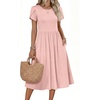 Zeagoo Womens Summer Dresses Casual Aline Midi Dress Short Sleeve Floral Tshirt Dress Flowy Beach Sundresses with Pockets(01-pink Round Dot)