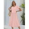 Zeagoo Womens Summer Dresses Casual Aline Midi Dress Short Sleeve Floral Tshirt Dress Flowy Beach Sundresses with Pockets(01-pink Round Dot)