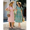 Zeagoo Womens Summer Dresses Casual Aline Midi Dress Short Sleeve Floral Tshirt Dress Flowy Beach Sundresses with Pockets(01-pink Round Dot)
