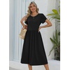 Zeagoo Womens Summer Dresses Casual Aline Midi Dress Short Sleeve Floral Tshirt Dress Flowy Beach Sundresses with Pockets(Black)