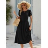 Zeagoo Womens Summer Dresses Casual Aline Midi Dress Short Sleeve Floral Tshirt Dress Flowy Beach Sundresses with Pockets(Black)