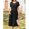 Zeagoo Womens Summer Dresses Casual Aline Midi Dress Short Sleeve Floral Tshirt Dress Flowy Beach Sundresses with Pockets(Black)