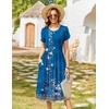 Zeagoo Womens Summer Dresses Casual Aline Midi Dress Short Sleeve Floral Tshirt Dress Flowy Beach Sundresses with Pockets(Blue Ethnic Boho Print)