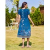 Zeagoo Womens Summer Dresses Casual Aline Midi Dress Short Sleeve Floral Tshirt Dress Flowy Beach Sundresses with Pockets(Blue Ethnic Boho Print)