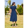Zeagoo Womens Summer Dresses Casual Aline Midi Dress Short Sleeve Floral Tshirt Dress Flowy Beach Sundresses with Pockets(Blue Round Dot Print)