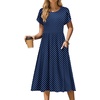 Zeagoo Womens Summer Dresses Casual Aline Midi Dress Short Sleeve Floral Tshirt Dress Flowy Beach Sundresses with Pockets(Blue Round Dot Print)