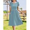 Zeagoo Womens Summer Dresses Casual Aline Midi Dress Short Sleeve Floral Tshirt Dress Flowy Beach Sundresses with Pockets(Blue White Stripe)