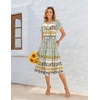Zeagoo Womens Summer Dresses Casual Aline Midi Dress Short Sleeve Floral Tshirt Dress Flowy Beach Sundresses with Pockets(Blue Yellow Bohemian)