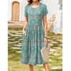 Zeagoo Womens Summer Dresses Casual Aline Midi Dress Short Sleeve Floral Tshirt Dress Flowy Beach Sundresses with Pockets(Boho Floral)