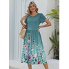 Zeagoo Womens Summer Dresses Casual Aline Midi Dress Short Sleeve Floral Tshirt Dress Flowy Beach Sundresses with Pockets(Green Print)