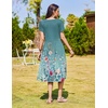 Zeagoo Womens Summer Dresses Casual Aline Midi Dress Short Sleeve Floral Tshirt Dress Flowy Beach Sundresses with Pockets(Green Print)