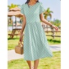 Zeagoo Womens Summer Dresses Casual Aline Midi Dress Short Sleeve Floral Tshirt Dress Flowy Beach Sundresses with Pockets(Green Round Dot)