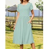 Zeagoo Womens Summer Dresses Casual Aline Midi Dress Short Sleeve Floral Tshirt Dress Flowy Beach Sundresses with Pockets(Green Round Dot)