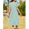 Zeagoo Womens Summer Dresses Casual Aline Midi Dress Short Sleeve Floral Tshirt Dress Flowy Beach Sundresses with Pockets(Green Round Dot)
