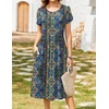 Zeagoo Womens Summer Dresses Casual Aline Midi Dress Short Sleeve Floral Tshirt Dress Flowy Beach Sundresses with Pockets(Mz779)
