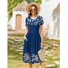 Zeagoo Womens Summer Dresses Casual Aline Midi Dress Short Sleeve Floral Tshirt Dress Flowy Beach Sundresses with Pockets(Navy Leaf Print)