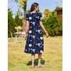 Zeagoo Womens Summer Dresses Casual Aline Midi Dress Short Sleeve Floral Tshirt Dress Flowy Beach Sundresses with Pockets(Navy Print)