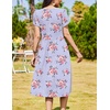 Zeagoo Womens Summer Dresses Casual Aline Midi Dress Short Sleeve Floral Tshirt Dress Flowy Beach Sundresses with Pockets(Purple Floral)