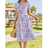 Zeagoo Womens Summer Dresses Casual Aline Midi Dress Short Sleeve Floral Tshirt Dress Flowy Beach Sundresses with Pockets(Purple Floral)