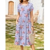 Zeagoo Womens Summer Dresses Casual Aline Midi Dress Short Sleeve Floral Tshirt Dress Flowy Beach Sundresses with Pockets(Purple Floral)