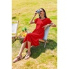 Zeagoo Womens Summer Dresses Casual Aline Midi Dress Short Sleeve Floral Tshirt Dress Flowy Beach Sundresses with Pockets(Red)