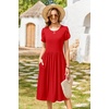 Zeagoo Womens Summer Dresses Casual Aline Midi Dress Short Sleeve Floral Tshirt Dress Flowy Beach Sundresses with Pockets(Red)