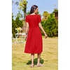 Zeagoo Womens Summer Dresses Casual Aline Midi Dress Short Sleeve Floral Tshirt Dress Flowy Beach Sundresses with Pockets(Red)