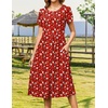 Zeagoo Womens Summer Dresses Casual Aline Midi Dress Short Sleeve Floral Tshirt Dress Flowy Beach Sundresses with Pockets(Red Floral)