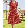 Zeagoo Womens Summer Dresses Casual Aline Midi Dress Short Sleeve Floral Tshirt Dress Flowy Beach Sundresses with Pockets(Red Floral)