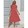 Zeagoo Womens Summer Dresses Casual Aline Midi Dress Short Sleeve Floral Tshirt Dress Flowy Beach Sundresses with Pockets(Red Round Dot)