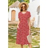 Zeagoo Womens Summer Dresses Casual Aline Midi Dress Short Sleeve Floral Tshirt Dress Flowy Beach Sundresses with Pockets(Red Round Dot)