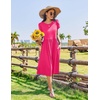 Zeagoo Womens Summer Dresses Casual Aline Midi Dress Short Sleeve Floral Tshirt Dress Flowy Beach Sundresses with Pockets(Rose Red)