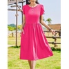 Zeagoo Womens Summer Dresses Casual Aline Midi Dress Short Sleeve Floral Tshirt Dress Flowy Beach Sundresses with Pockets(Rose Red)