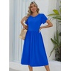 Zeagoo Womens Summer Dresses Casual Aline Midi Dress Short Sleeve Floral Tshirt Dress Flowy Beach Sundresses with Pockets(Sky Blue)