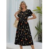 Zeagoo Womens Summer Dresses Casual Aline Midi Dress Short Sleeve Floral Tshirt Dress Flowy Beach Sundresses with Pockets(Wf100)