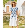 Zeagoo Womens Summer Dresses Casual Aline Midi Dress Short Sleeve Floral Tshirt Dress Flowy Beach Sundresses with Pockets(Wf41)