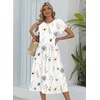 Zeagoo Womens Summer Dresses Casual Aline Midi Dress Short Sleeve Floral Tshirt Dress Flowy Beach Sundresses with Pockets(White Floral)