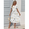 Zeagoo Womens Summer Dresses Casual Aline Midi Dress Short Sleeve Floral Tshirt Dress Flowy Beach Sundresses with Pockets(White Floral)