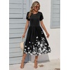 Zeagoo Womens Summer Dresses Casual Aline Midi Dress Short Sleeve Floral Tshirt Dress Flowy Beach Sundresses with Pockets(White Floral Black)