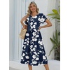 Zeagoo Womens Summer Dresses Casual Aline Midi Dress Short Sleeve Floral Tshirt Dress Flowy Beach Sundresses with Pockets(White Floral Blue)