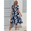 Zeagoo Womens Summer Dresses Casual Aline Midi Dress Short Sleeve Floral Tshirt Dress Flowy Beach Sundresses with Pockets(White Floral Blue)