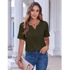 Zeagoo Womens Summer Tops Casual Short Sleeve V Neck T Shirts Dressy Blouse(Army Green)