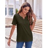 Zeagoo Womens Summer Tops Casual Short Sleeve V Neck T Shirts Dressy Blouse(Army Green)