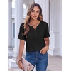 Zeagoo Womens Summer Tops Casual Short Sleeve V Neck T Shirts Dressy Blouse(Black)