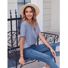 Zeagoo Womens Summer Tops Casual Short Sleeve V Neck T Shirts Dressy Blouse(Blue White Stripes)