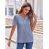 Zeagoo Womens Summer Tops Casual Short Sleeve V Neck T Shirts Dressy Blouse(Blue White Stripes)