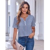 Zeagoo Womens Summer Tops Casual Short Sleeve V Neck T Shirts Dressy Blouse(Blue White Stripes)