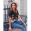 Zeagoo Womens Summer Tops Casual Short Sleeve V Neck T Shirts Dressy Blouse(Floral Black Multi)