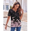 Zeagoo Womens Summer Tops Casual Short Sleeve V Neck T Shirts Dressy Blouse(Floral Black Multi)